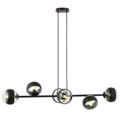 Bezpieczna płatność Czarna lampa sufitowa listwa z transparentnymi kloszami kulami Emibig 1229/6 Rossi 6xE14 110cm