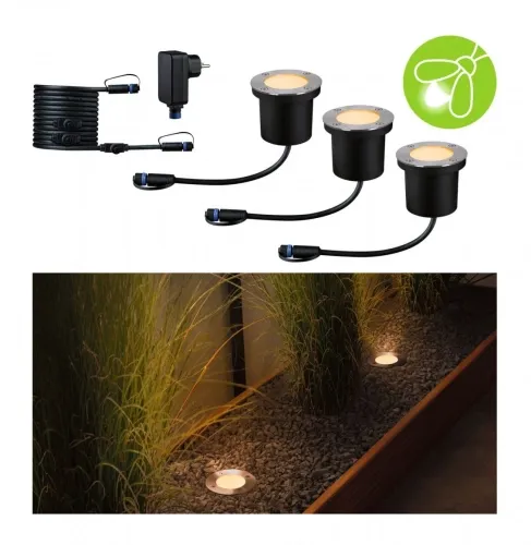 Bezpieczna płatność Gotowy zestaw Plug & Shine Floor 3x4.5W 2200K IP67 24V antracyt / stal nierdzewna Paulmann PL94717