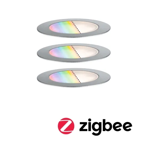 Gotowy zestaw Plug & Shine Floor SH Zigbee RGBW 3X2W IP67 24V srebrny / stal nierdzewna Paulmann PL94752 Taniej