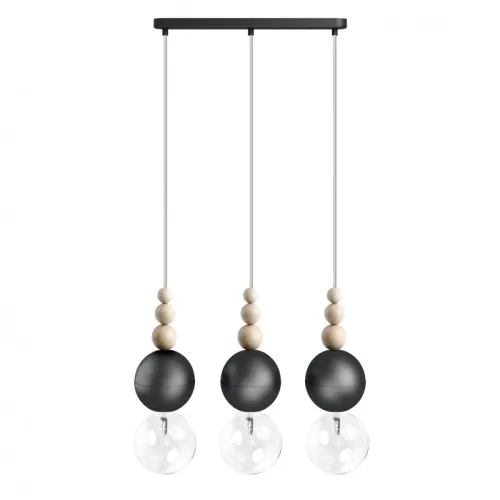 Popularny Lampa Wisząca Kolorowe Kable LBCZS3LB02 Loft Bala 3L 3xE27 czarny/drewno bukowe