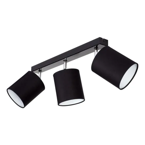 Lampa sufitowa trzy abażury reflektorki regulowane czarne na listwie metalowej ze srebrnym Britop 56746304 Aprillia 3xE27 67cm Ekspresowa dostawa