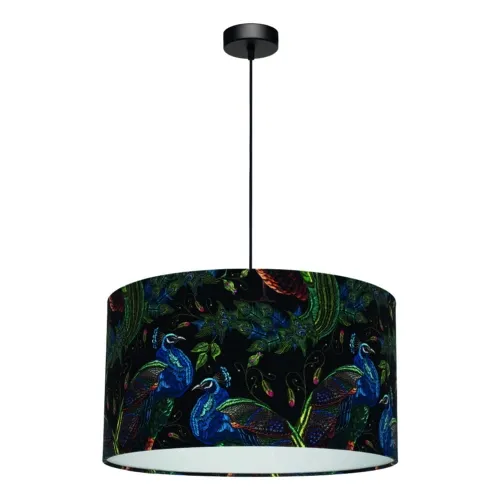 Lampa wisząca abażur z tkaniny dekoracyjny wzór w pawie Britop 15099104 Paon 1xE27 Bezpieczne zakupy