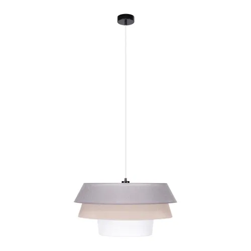 Lampa wisząca abażur z tkaniny trzykolorowy biały beżowy różowy czarna podsufitka Britop 160970104 Amar 1xE27 Nie przegap