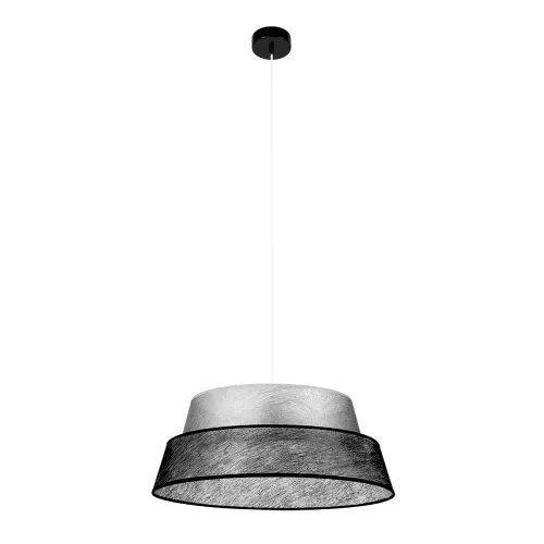 Lampa wisząca dwa połączone abażury czarno srebrna flizelina Britop 150060104 Nevoa 1xE27 Super okazja