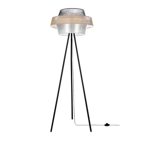 Oferta Lampa podłogowa trójnóg metalowa podstawa abażur flizelinowy czarny złoty srebrny Britop 12610104 Nevoa 1xE27