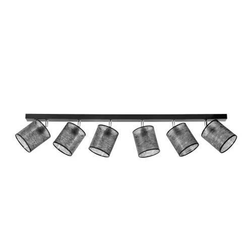 Lampa sufitowa sześć czarnych reflektorków na listwie małe abażury flizelinowe regulowane srebrne dodatki Britop 56795604 Nevoa 6xE27 127cm Bezpieczna płatność
