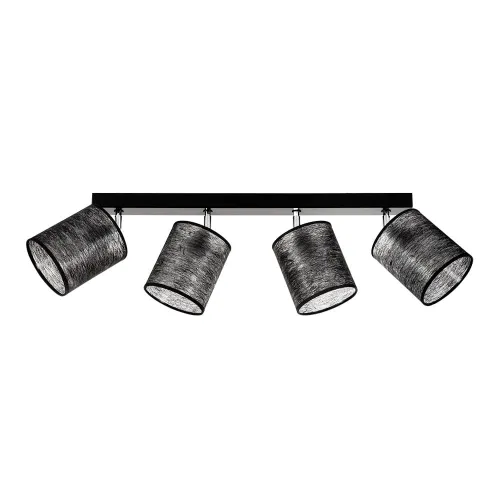 Niska cena Lampa sufitowa cztery abażury z tkaniny flizelinowe czarne na listwie z chromowanym mocowaniem Britop 56795404 Nevoa 4xE27 90cm