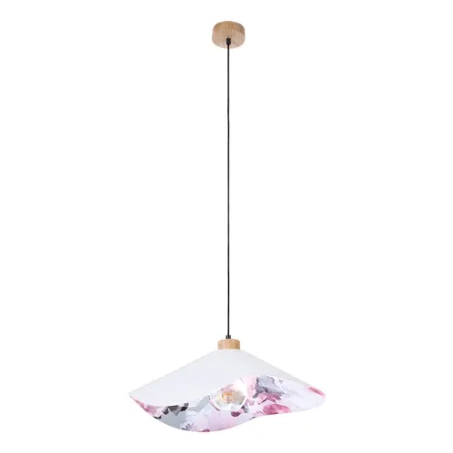 Lampa wisząca falisty abażur z tkaniny biały z różowym akwarelowym wzorem od wewnątrz Britop 1615719174 Hattu Floral 1xE27 50cm Kup online