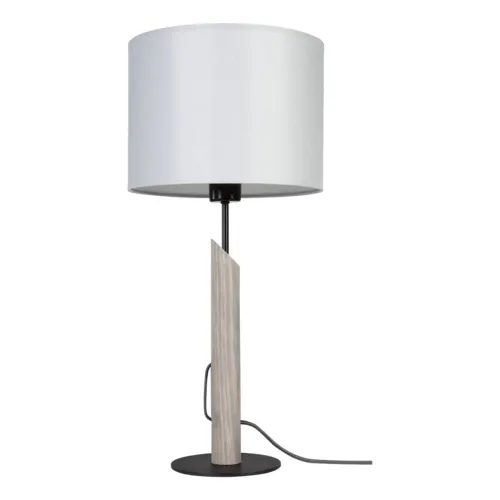 Lampa nocna czarna podstawa z drewnem sosnowym i szarym abażurem Britop 862217104 Colette Grey 1xE27 Bestseller