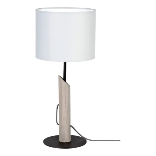 Kup online Lampa nocna metalowa drewniana podstawa szara bejca abażur materiałowy Britop 8620217104 Colette Grey 1xE27