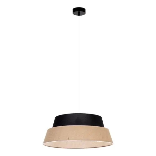 Ostatnia szansa Lampa wisząca podwójny abażur okrągły czarnobeżowy Britop 150150104 Preto Jute 1xE27