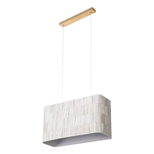 Zamów teraz Lampa wisząca prostokątny abażur z tkaniny drewniana dębowa listwa Britop 872150274 Malo Cadre 2xE27