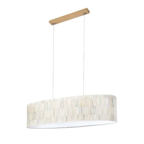 Lampa wisząca owalna podłużna abażur z tkaniny nad stół listwa drewniana Britop 17150274 Malo 2xE27 Wybór klientów