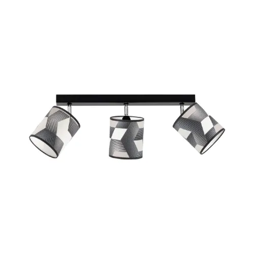 Cena promocyjna Lampa sufitowa trzy abażury z geometrycznym wzorem reflektorki regulowane na listwie drewnianej Britop 56748304 Espacio 3xE27 67cm