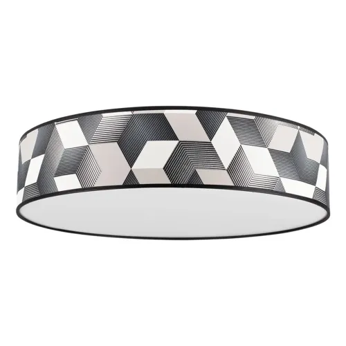 Lampa sufitowa plafon abażur z geometrycznym wzorem biały beżowy grafitowy Britop 4885802 Espacio 4xE27 58cm Nie przegap