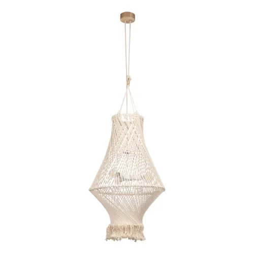 Tylko dziś Lampa wisząca żyrandol boho z tkaniny jasny pleciony Britop 18127374 Reve 3xE27