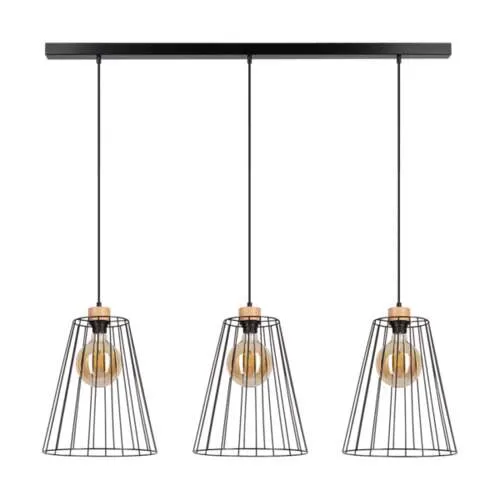 Lampa wisząca trzy metalowe abażury z prętów ażurowe druciane loft Britop 19319304 Swan 3xE27 Promocja