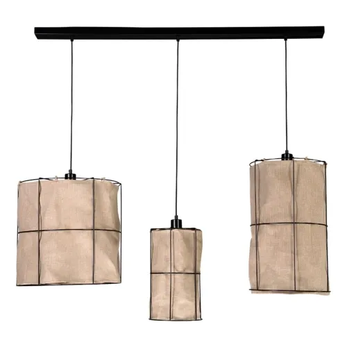 Lampa wisząca trzy abażury z lnianej tkaniny różne wielkości Britop 184119304 Marinero 3xE27 Oferta limitowana