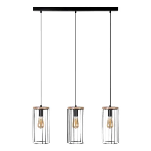 Lampa wisząca loftowa czarna trzy metalowe abażury z prętów na listwie Britop 19619304 Timeo 3xE27 Dostępne od ręki