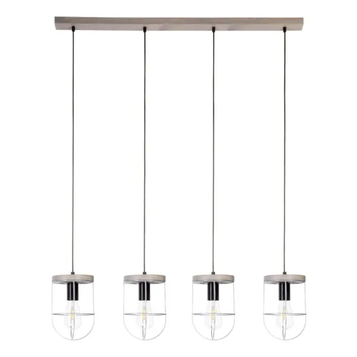 Lampa wisząca cztery industrialne loftowe klosze srebrne druciane na drewnianej sosnowej listwie szara bejca Britop 1871759457 Netuno 4xE27 Sprawdź teraz