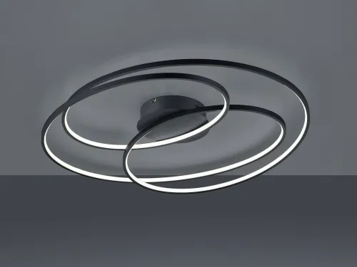 Tani Lampa Sufitowa Okręgi Trio 673918032 Gale LED 50W 3000K ściemniacz 80cm czarny