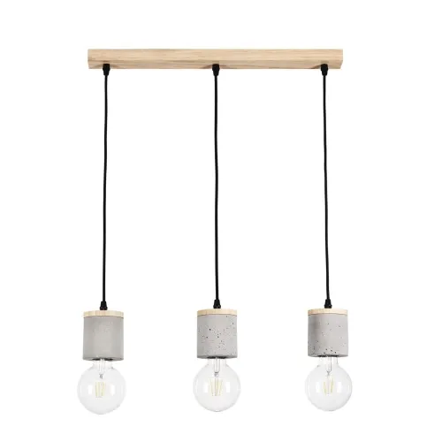Lampa wisząca trzy małe szare betonowe walce na drewnianej listwie loft Britop 1899374 Cesar 3xE27 Tylko dziś