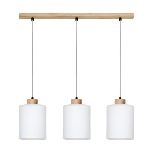 Lampa wisząca trzy szklane klosze na listwie z drewna dębowego Britop 111860374 Zefir 3xE27 Okazja