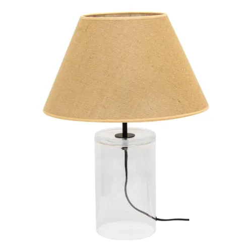 Lampa nocna stołowa szklana podstawa przezroczysta z beżowym plecionym abażurem Britop 779119110 Vaso Jute 1xE27 Do wyczerpania zapasów