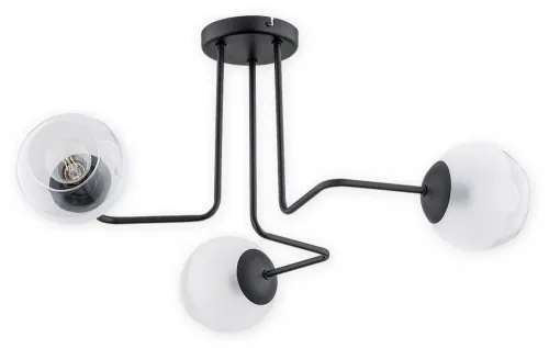 Czarna lampa sufitowa z kloszami kulami na metalowych ramionach Lemir O3083 W3 CZA Pinox 3xE27 Rabat