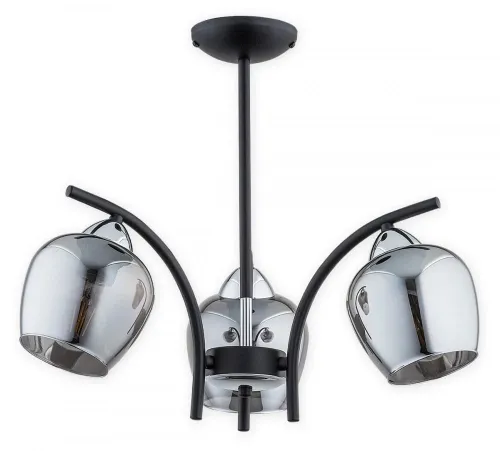 Lampa sufitowa chromowane klosze na czarnym stelażu Lemir O3073 W3 CZA + CH Maral 3xE27 Ekspresowa dostawa