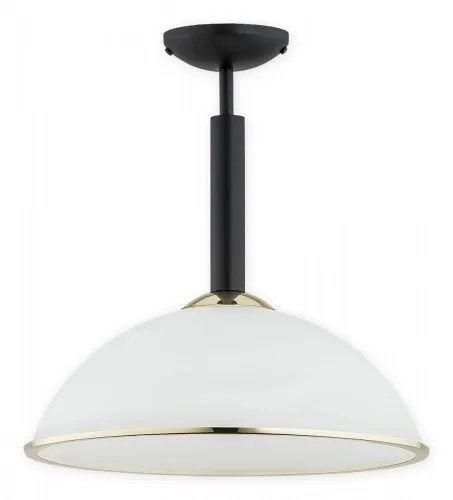 Czarna lampa sufitowa z białym kloszem i złotymi dodatkami Lemir O2921 W1 CZA + ZL Lava E27 Popularny