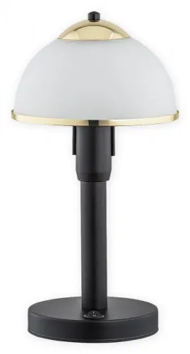 Czarna lampa stołowa z białym kloszem i złotymi dodatkami Lemir O2928 L1 CZA + ZL Lava E27 Wybór klientów