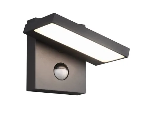 Ostatnie sztuki Zewnętrzna lampa ścienna kinkiet na elewację Trio 226369142 Horton LED 8W 3000K IP54 czujnik ruchu zmierzchu Antracyt