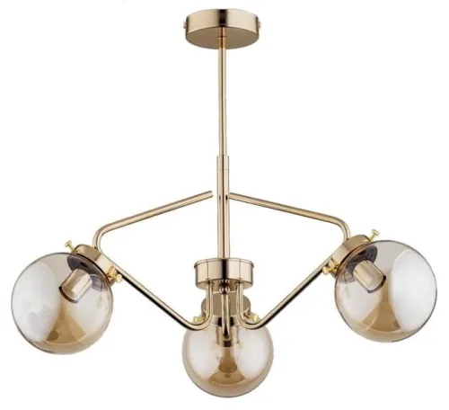 Zamów dziś Lampa Sufitowa Żyrandol Alfa 27583 Barsum 3xE14 56cm x 48cm stelaż złoty klosze bursztynowe