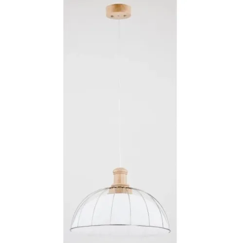 Darmowy zwrot Lampa wisząca pojedyncza drewniana z białym szklanym kloszem w metalowej kratce Subaru Alfa 60314 E27 90cm x 41cm