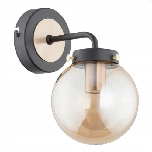 Sprawdź teraz Lampa ścienna Kinkiet ze szklaną kulą Alfa 25130 Grap E14 22cm x 19cm czany klosz bursztynowy
