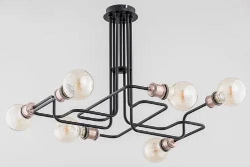 Lampa sufitowa industrialna z miedzianymi oprawkami Hook Alfa 25156 6xE27 44cm x 53cm x 63cm Ograniczona ilość