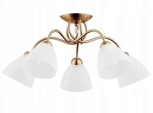 Oferta limitowana Klasyczna lampa sufitowa plafon z kryształem białe szklane kopułowe klosze Amarillo Alfa 23755 5xE27 28cm x 61cm