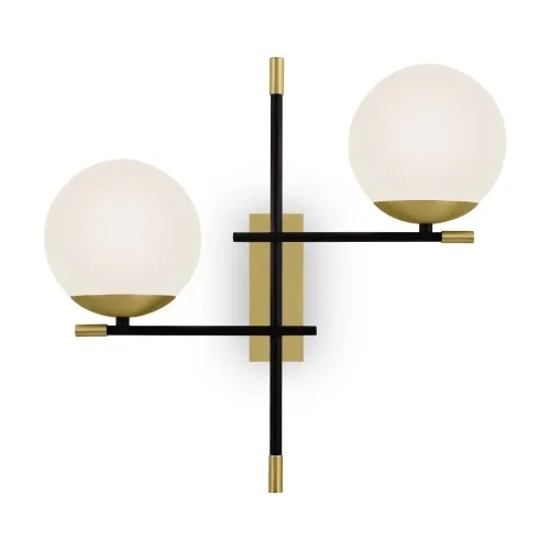 Oferta limitowana Lampa ścienna Kinkiet Dwie Kule Maytoni MOD050WL-02G Nostalgia 2xE14 42cm x 44cm złoty biały