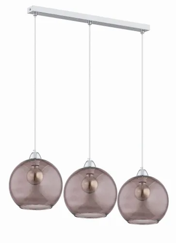 Lampa wisząca do jadalni chromowana listwa szklane klosze kule w kolorze sepii Rico Alfa 62087 3xE27 90cm x 80cm Zamów teraz