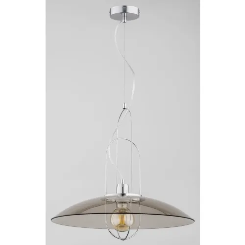 Zamów dziś Pojedyncza loftowa lampa wisząca chromowany stelaż i szeroki dymiony szklany klosz Castro Antisol Alfa 60738 E27 90cm x 50cm