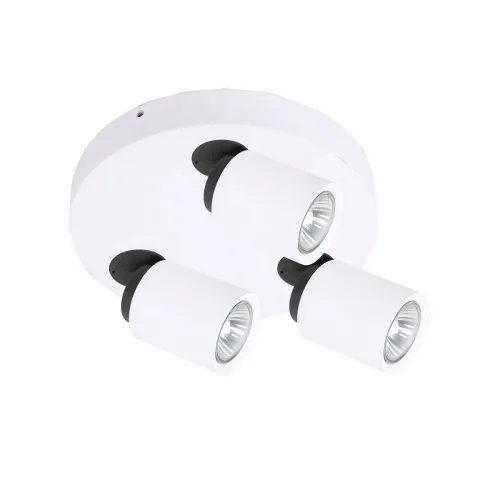 Lampa sufitowa biała okrągła trzy reflektorki z czarnym dodatkiem regulowane Italux FH31313B Lucien 3xGU10 21cm Tylko do końca tygodnia