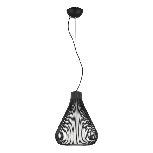Łatwy zwrot Lampa wisząca biały abażur z tkaniny czarne metalowe pręty w stylu minimalistycznym w kształcie gruszki Italux MDM2245-1 Inksis 1xE27
