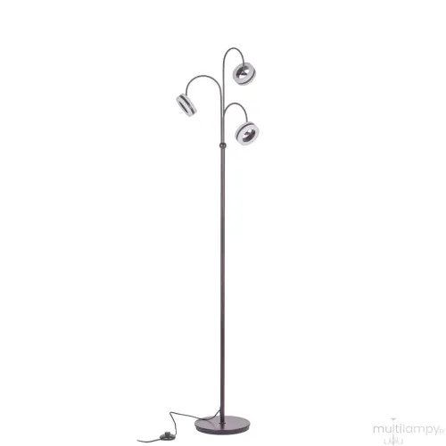 Hit cenowy Lampa minimalistyczna podłogowa srebrna trzy małe świecące okręgi na jednym prostym trzonie Italux AL16002-3A COFFEE Metis LED 3x4.8W 3000K 165cm