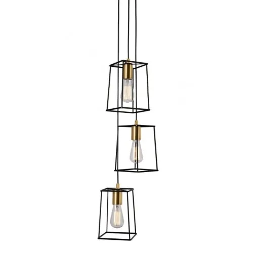 Lampa wisząca trzy metalowe abażury stelaże trapezy na żarówki dekoracyjne żarówki Italux MD-BR16556-D3-B/G Alanis 3xE27 Łatwy zwrot