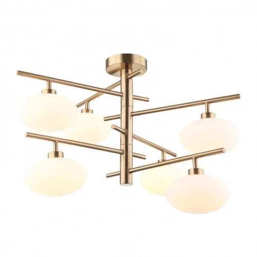 Zamów teraz Mosiężna lampa wisząca z białymi kloszami na ramionach Italux MXM3661-6 BRO+W Fiorenzo 6xG9 60cm x 42cm