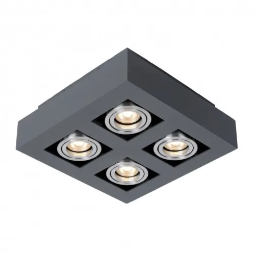 Lampa Sufitowa czarna box metalowy na cztery reflektorki Italux IT8002S4-BK/AL Casemiro 4xGU10 25x25cm Hit cenowy