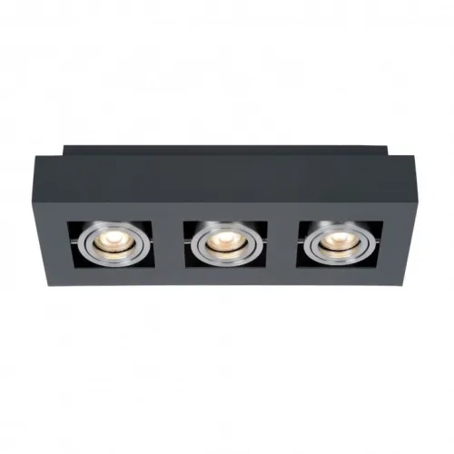 Tani Lampa sufitowa prostokątna czarna trzy srebrne oczka Italux IT8002S3-BK/AL Casemiro 3xGU10