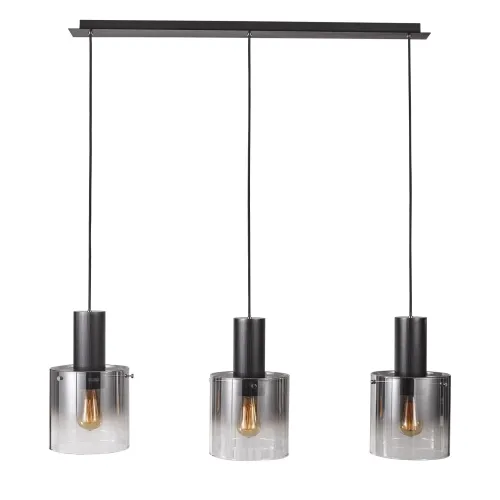Lampa wisząca nad stół czarna listwa i trzy szklane klosze Italux MD17076-3B BK Javier 3xE27 90cm x 120cm Darmowy zwrot