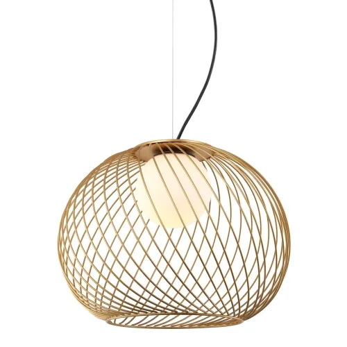 Lampa wisząca złota druciany ażurowy abażur w kulistym kształcie z kulą w stylu nowoczesnym Italux MDM-3842-1 GD Clarisa 1xE27 Nowość
